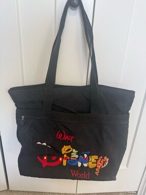 Disney Black Tote with Colorful Embroidered 'Disney World' Logo